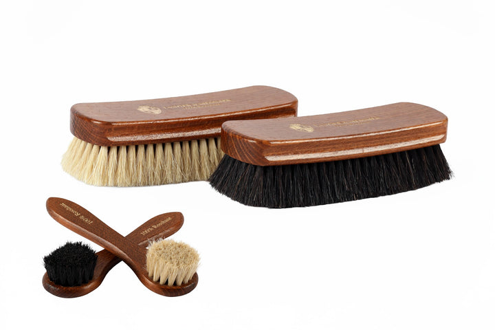Langer & Messmer 4er-Set Schuhbürsten aus Rosshaar für die professionelle Schuhpflege von Schuhen au