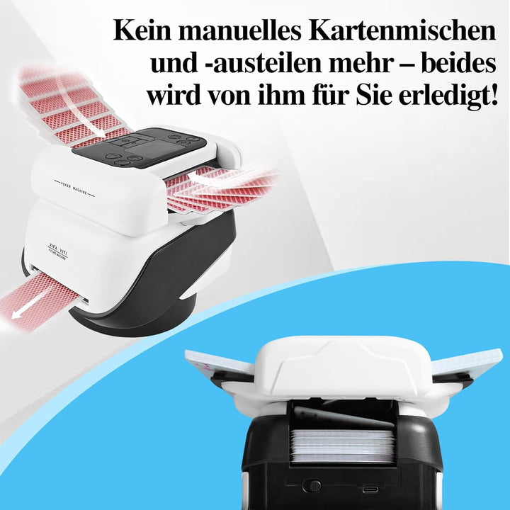 2 in 1 Automatische Kartenmischer und Kartensender, 360° Kartenmischmaschine und Austeiler, für Spie