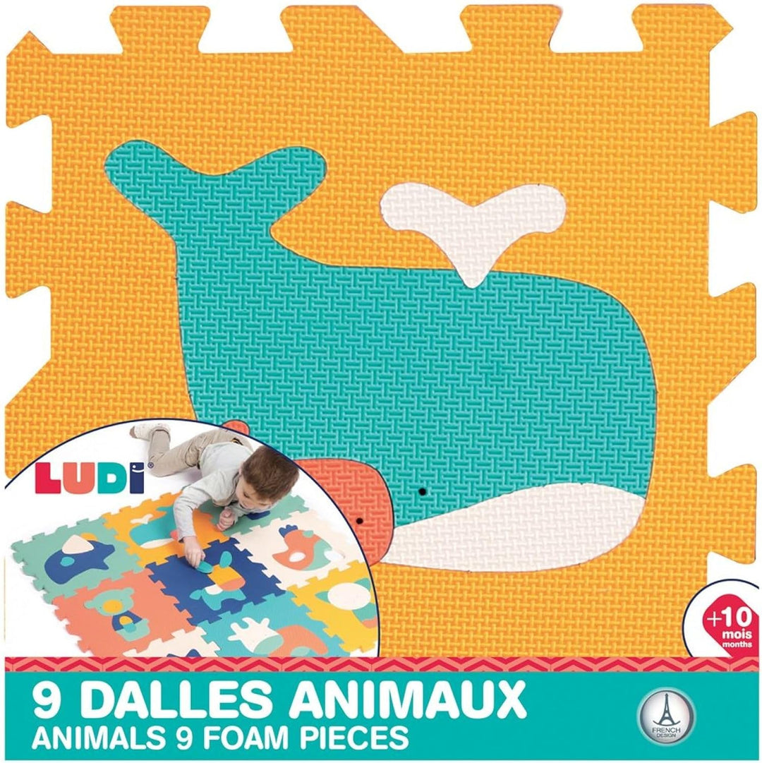LUDI — Teppich mit Tiermotiv — Riesenpuzzle — 9 Schaumstofffliesen — ab 10 Monaten — Awakening Baby
