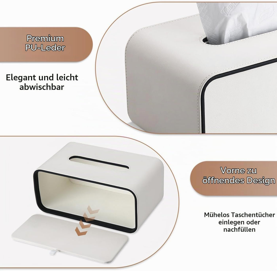 GORESE Taschentuchbox,Leder Rechteckige Kosmetiktücherbox Papiertaschentuchhalter Taschentuchspender