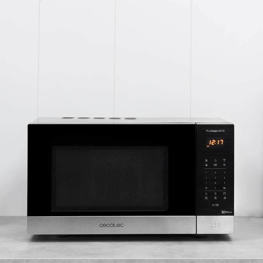 Cecotec Pro Clean 6010 Mikrowelle 700 W 23 L Ready 2 Clean Beschichtung Antihaft 3D Wave Black Silve