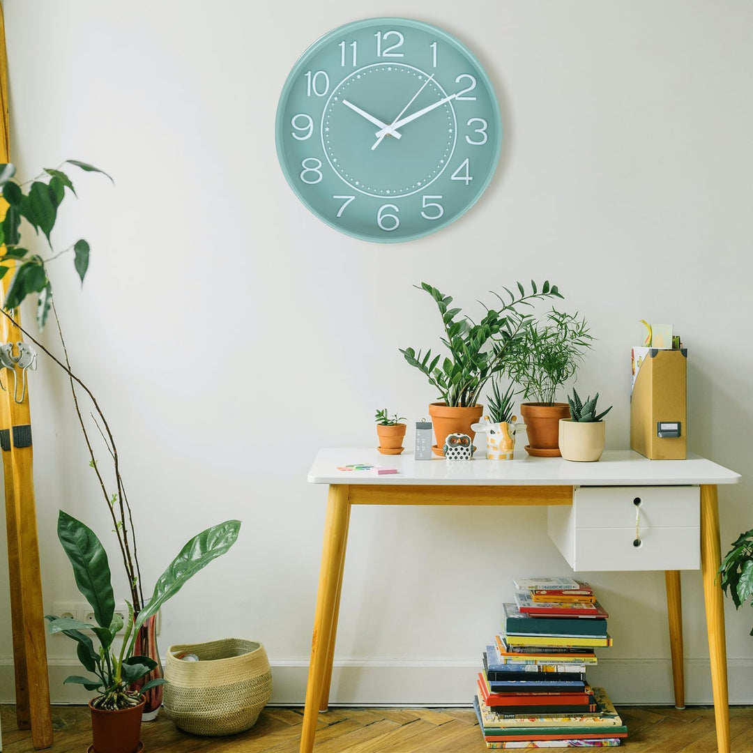 HZDHCLH Funk Wanduhr Geräuschlos Lautlos Nicht Tickend 25 cm Leicht Ablesbare Uhr für Küche, Wohnzim