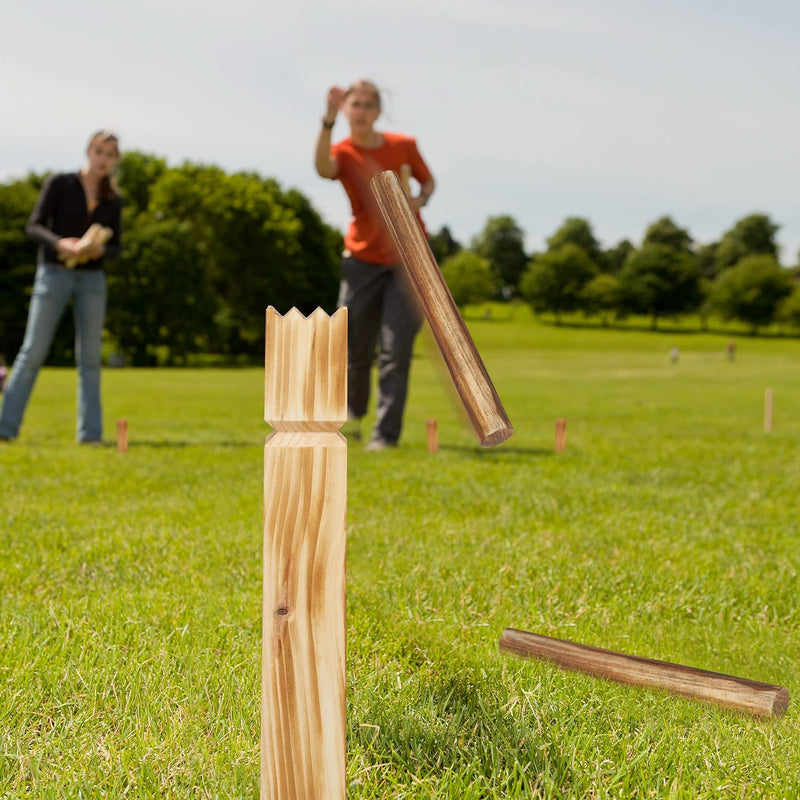 Relaxdays Unisex – Erwachsene Wikingerspiel, Wurfspiel aus Holz, Garten, 21 Spielfiguren, Kinder, Ca