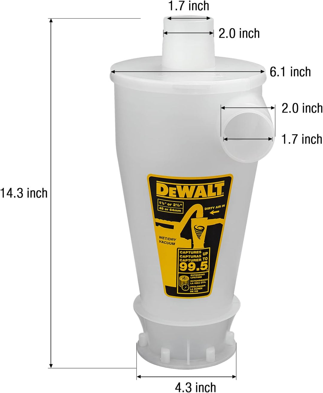 DEWALT DXVCS002, Staubabscheider, Gelb