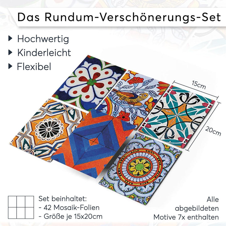 CREATISTO Mosaik Klebefliesen Stickerfliesen Fliesenfolie - Aufkleber Folie für Fliesen I Stickerfli