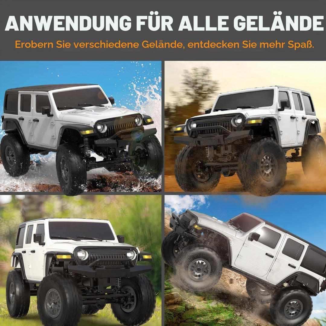 RACENT 1:24 4WD Off-Road RC Auto mit Metallkarosserie und hochwertigem Motor (Weiss), Weiss