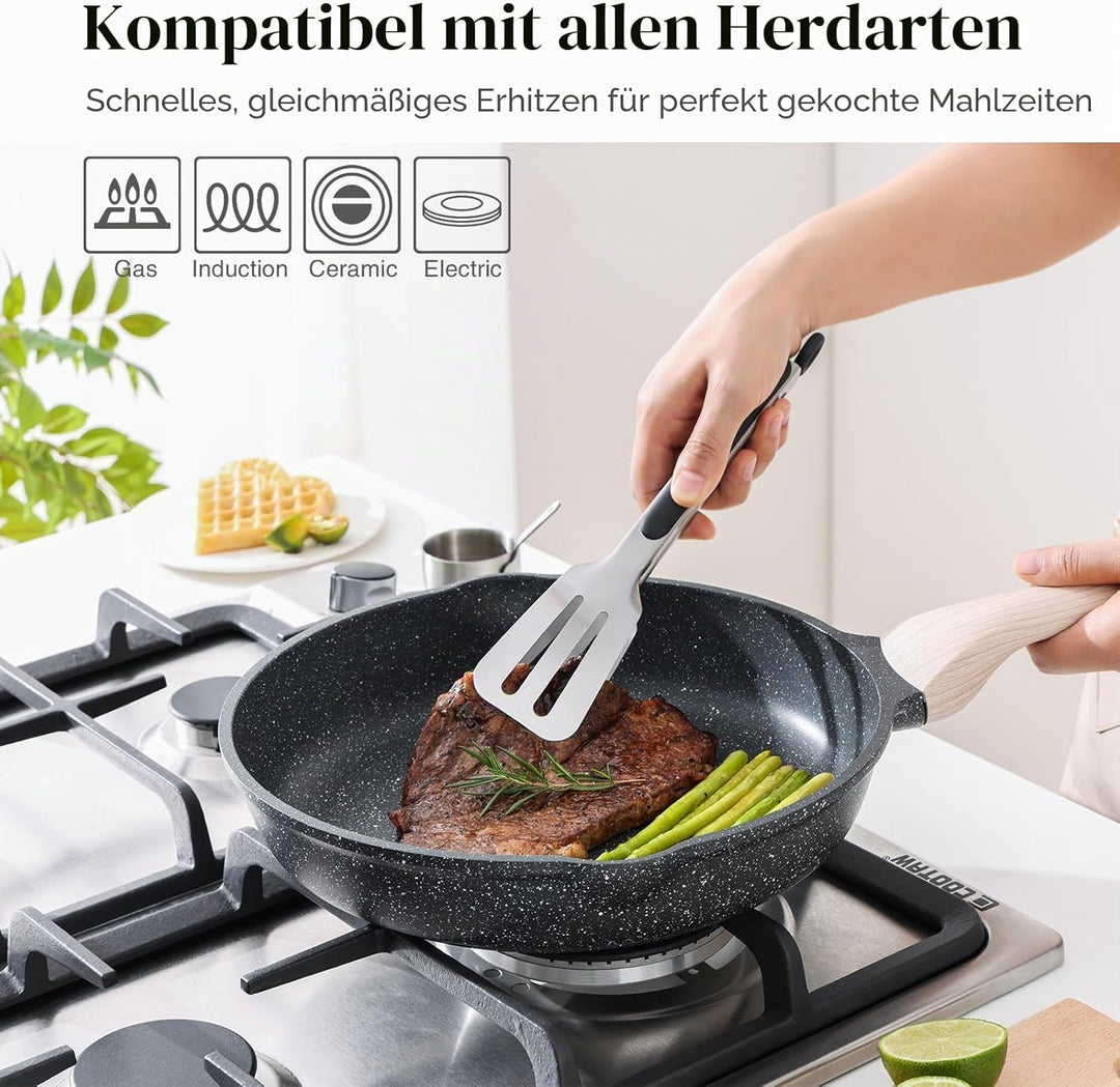 Kordisen Antihaft Bratpfanne, 32 cm Grosse Granitbeschichtung Pfanne, Induktion Kompatibel, Gesunde