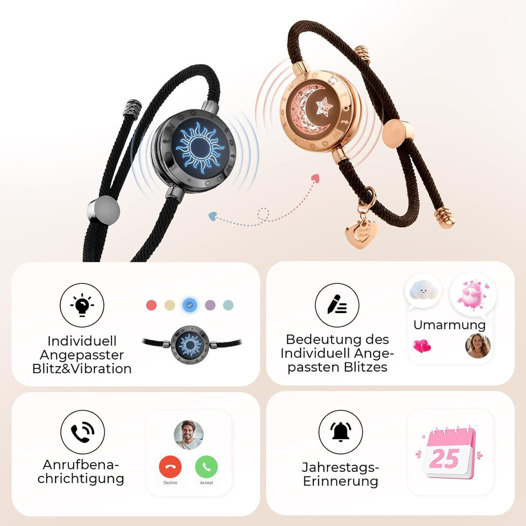 TOTWOO Pärchen Armband Paar Geschenke Partnerarmbänder mit Berührung Fernbeziehungsgeschenk für Lang