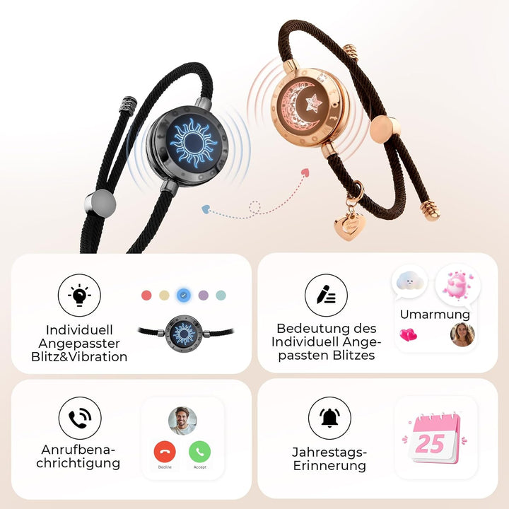 TOTWOO Pärchen Armband Paar Geschenke Partnerarmbänder mit Berührung Fernbeziehungsgeschenk für Lang