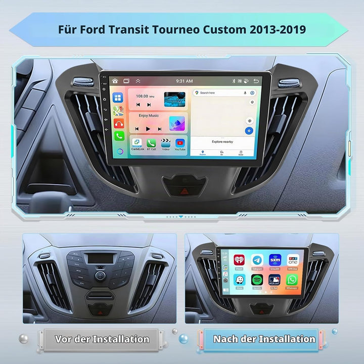 [8Cores 4G+64G] Hikity Autoradio Android 15 Für Ford Transit Tourneo Custom 2013-2019 9Zoll Touch Di