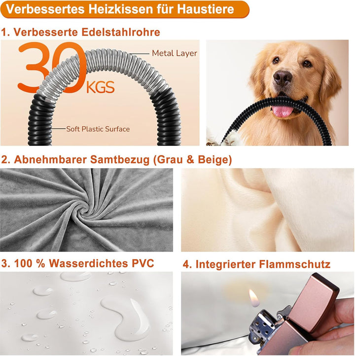 70*45cm Haustier Heizkissen Grosse Hunde Heizmatte Anti Biss Katzen Heizkissen Wärmematte Hund Anti