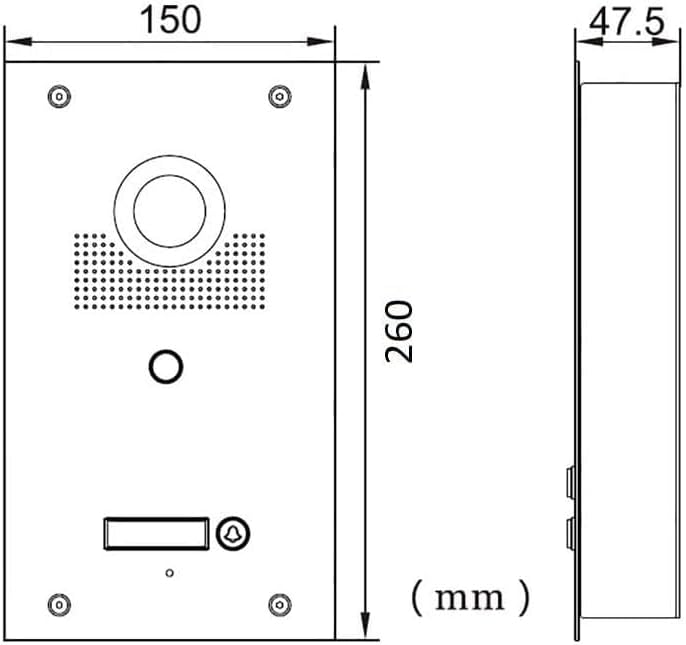 MATHFEL 4 Draht Videotürsprechanlage mit Fingerprint, 170° Weitwinkel-Fischaugen-Kamera in Edelstahl