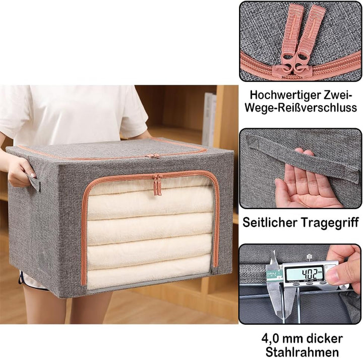 Accmuzzy 2 Stück Aufbewahrungstasche mit Metallrahmen 200L - Stapelbare Aufbewahrungstasche für klei