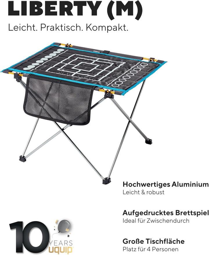 Uquip Campingtisch Liberty M Grey I 43 x 41 x 55 cm I kompakter Falttisch mit 30 kg Traglast I Leich