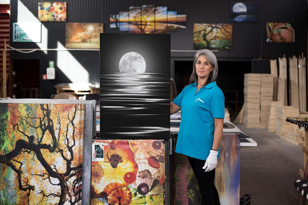 Startonight Bilder Der Mond, Leinwandbilder Moderne Kunst, Schwarz und Weiss Wanddeko Kunstdrucke, W