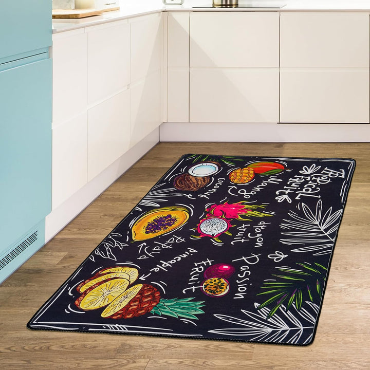 miqna küchenteppich, Gel Läufer, küchenläufer waschbar rutschfest, Modern küchenmatte, schwarz Küche