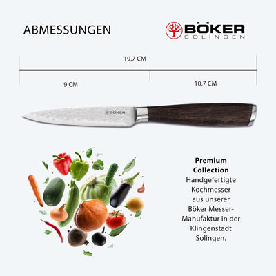 Böker SOLINGEN® Meisterklinge Damast Spickmesser - Damazener Office-Messer mit 9 cm Hybrid-Klinge -