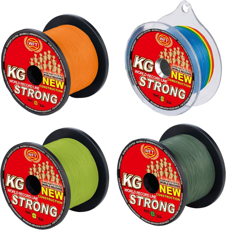 WFT KG Strong 600m 0,22mm 32kg, geflochtene Schnur, Meeresschnur, Angelschnur, Geflechtschnur Grün,