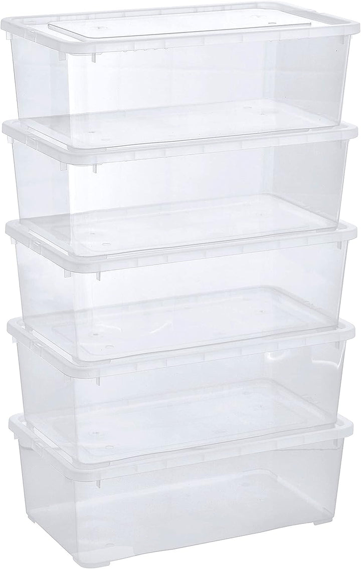 Grizzly Aufbewahrungsboxen 5 x 5 L mit Deckel transparent - Klarsichtboxen stapelbar mit Belüftung 5