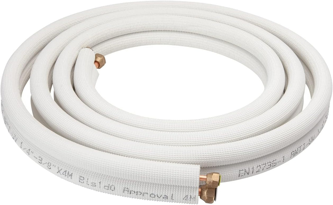 2x 4m 1/4"+3/8" Zoll Kupferleitungen Kältemittelleitungen Isoliert Kupferrohr für 9000/12000 BTU Mon