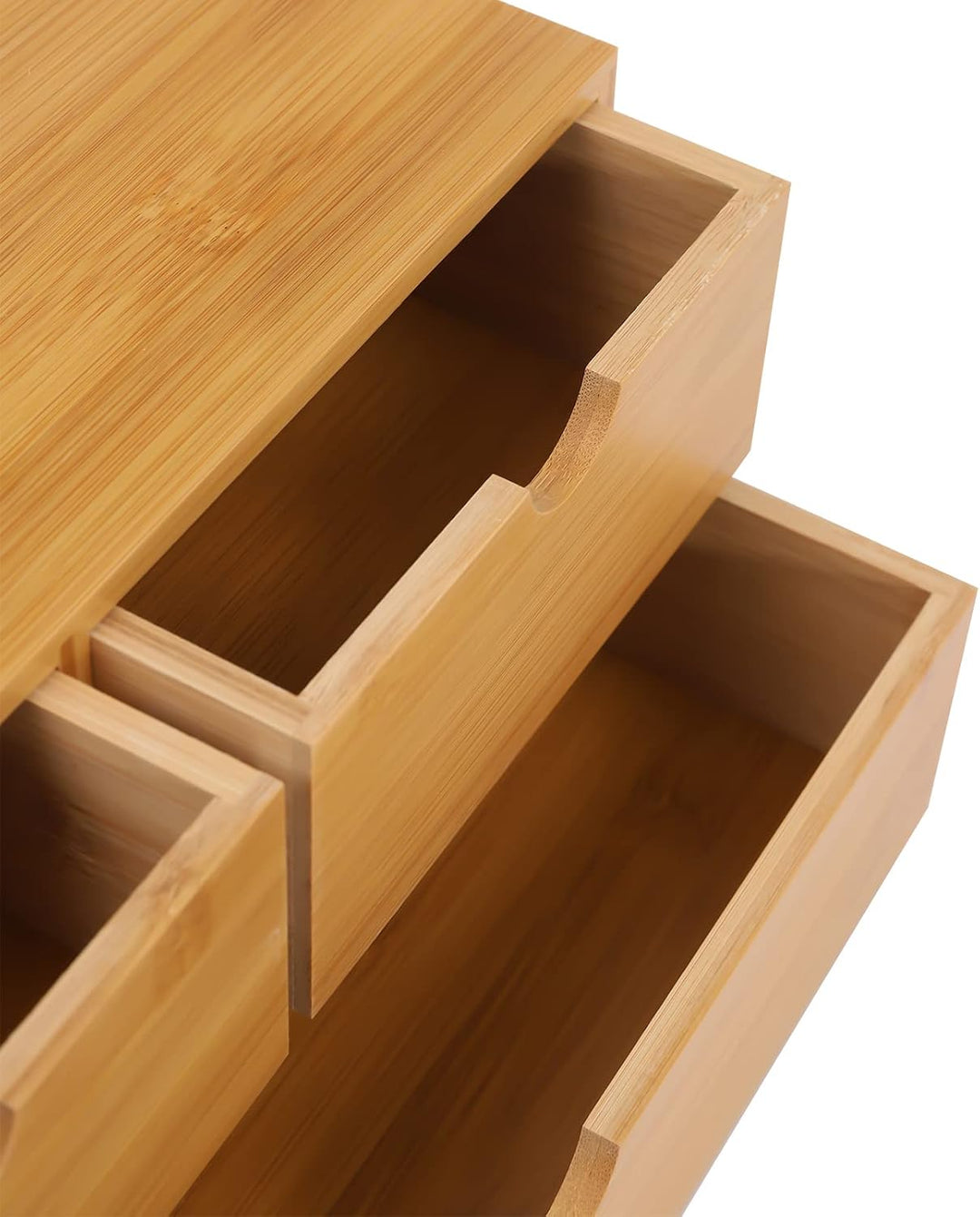 Bambus Schreibtisch-Organizer mit 3 Schubladen | 33x19x16cm Naturfarben | Schubladenbox für Büro &amp; K
