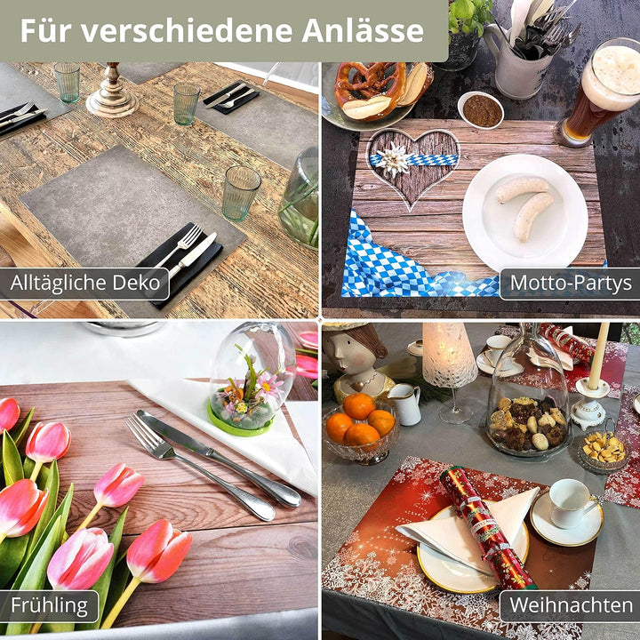 Tischsets | Platzsets abwaschbar – Leder Optik Braun – aus Premium Vinyl (Kunststoff – BPA-frei) - 4