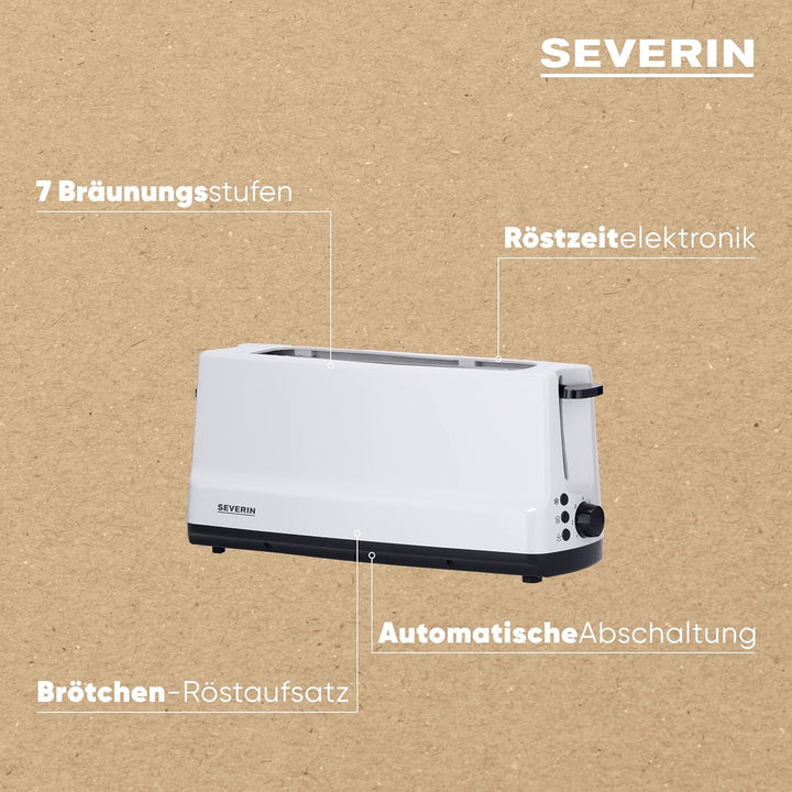SEVERIN Automatik-Langschlitztoaster, Automatik-Toaster mit Brötchenaufsatz, Edelstahl Toaster zum T
