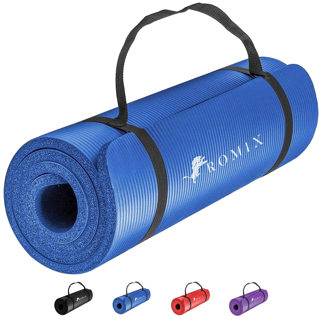ROMIX Yoga Matte Dicker 10mm, Gymnastikmatte Pro Weichschaum Pad, Sportmatte Fitnessmatte Rutschfest