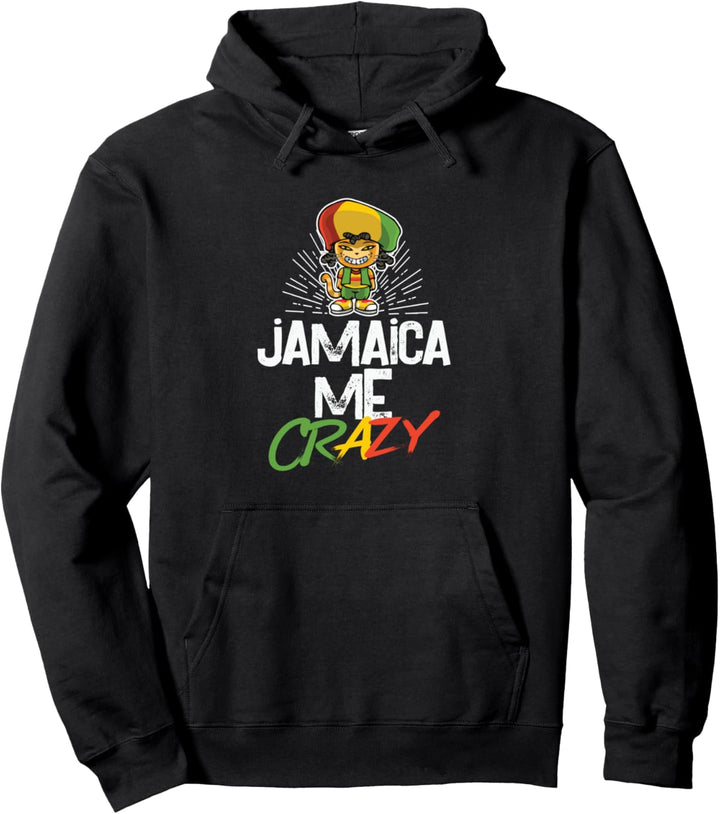 Jamaica Me Crazy - Jamaican Reggae - Funny Cat - Flag Hat Pullover Hoodie