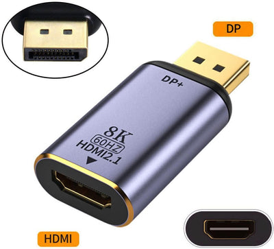 NFHK DisplayPort 1.4 Source to HDMI 2.0 Display 8K 60hz UHD 4K DP to HDMI Male Monitor Adapter Conne