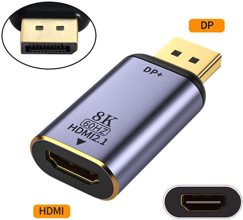 NFHK DisplayPort 1.4 Source to HDMI 2.0 Display 8K 60hz UHD 4K DP to HDMI Male Monitor Adapter Conne