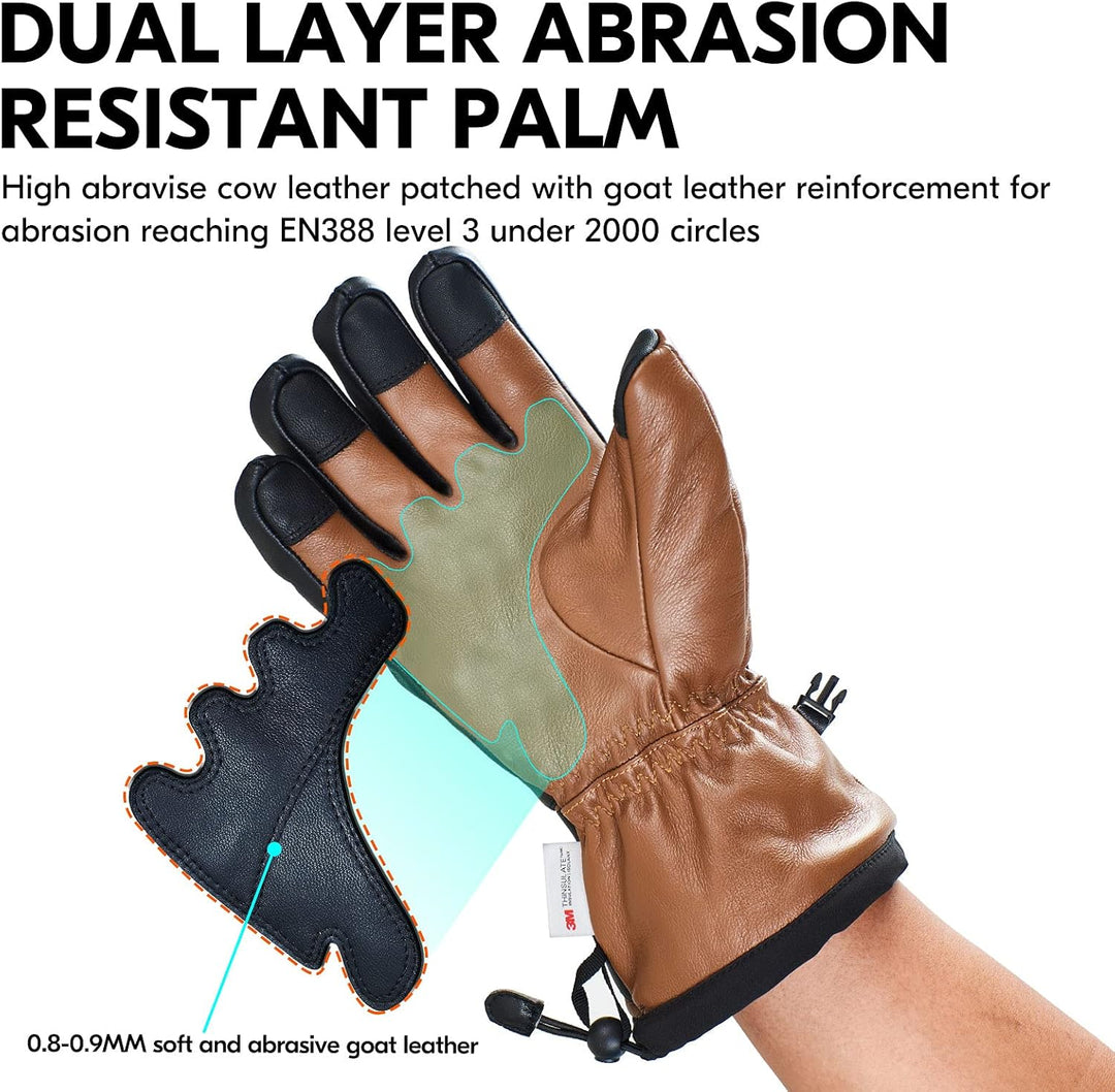 Vgo... Winter Waterproof Gloves Men for Ski Outdoor Snowboard Scooter, Thermal Cold Weather Gloves T
