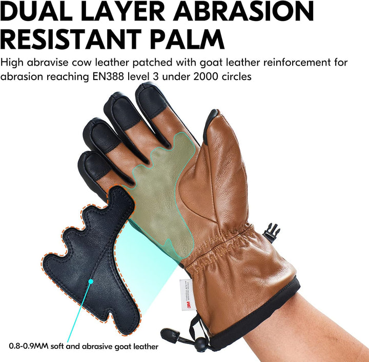 Vgo... Winter Waterproof Gloves Men for Ski Outdoor Snowboard Scooter, Thermal Cold Weather Gloves T
