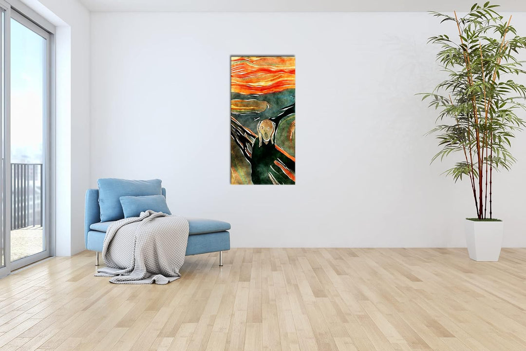 deyoli Edvard Munch Der Schrei Panorama 80x40 cm als Leinwandbild, Motiv fertig gerahmt auf Echtholz