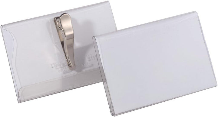 Durable Namensschild (mit Krokoklemme, 54 x 90 mm) Packung à 25 Stück, transparent, 811119 54 x 90 m