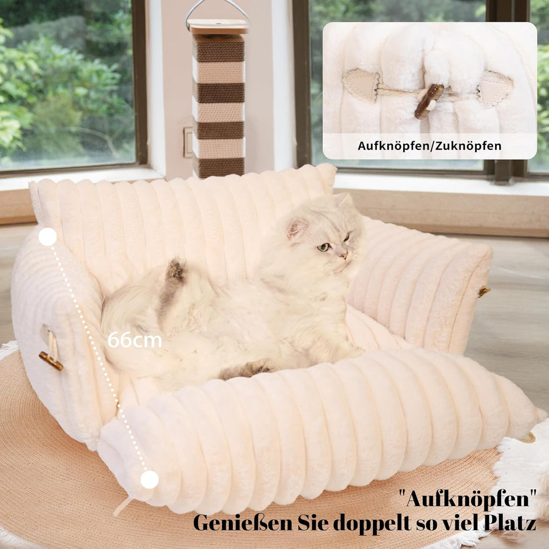 CheerPals Extended Katze Sofa – 63 L × 55–66 B cm Weiches, Flauschiges Grosses Katzenbett, Hundesofa