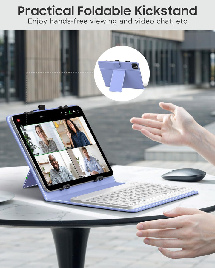 MoKo Tablet Hülle mit QWERTY Englische Layout-Tastatur für 9-10,9 Zoll Tablets mit Abnehmbarer Kabel