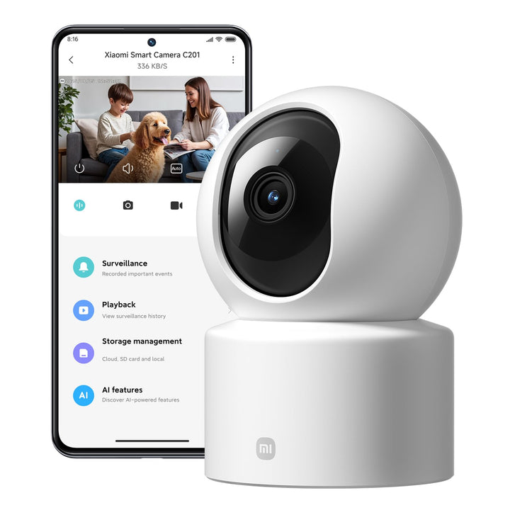 XIAOMI C201 Überwachungskamera Innen 1080p HD, 360° Kamera Überwachung Innen, Personen-/Haustiererke