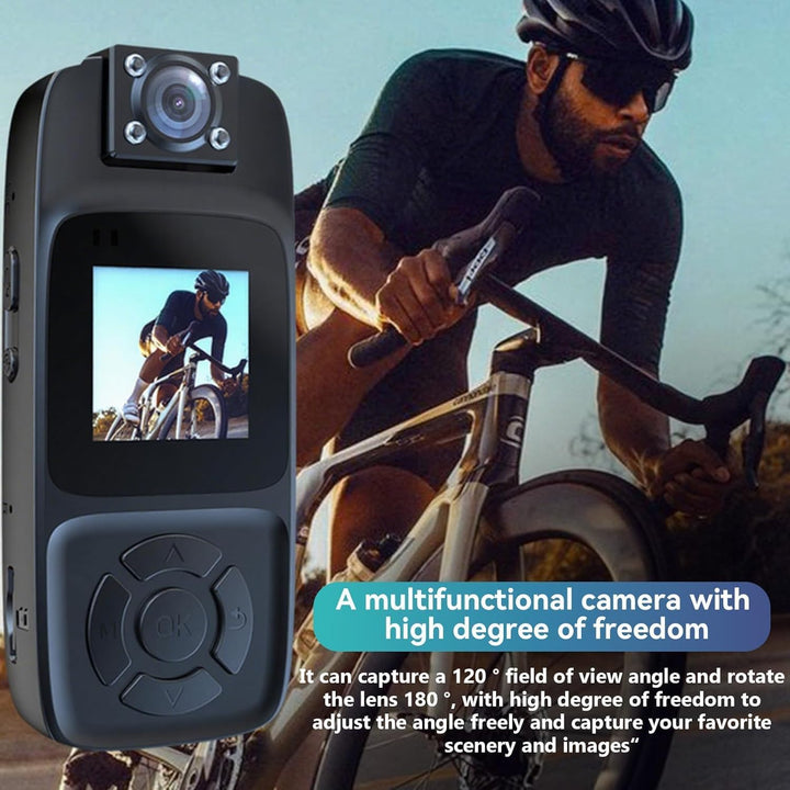 BodyCam 256G IPX7 Wasserdicht mit Nachtsichtfunktion,4K Körperkameras mit 180°Drehbarer Kamera, 180