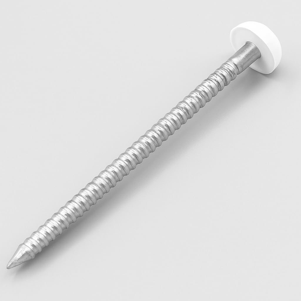 40 mm Poly-Top-Stifte/Nägel (250 Stück), Edelstahl, UPVC Kunststoffkopf, weiss