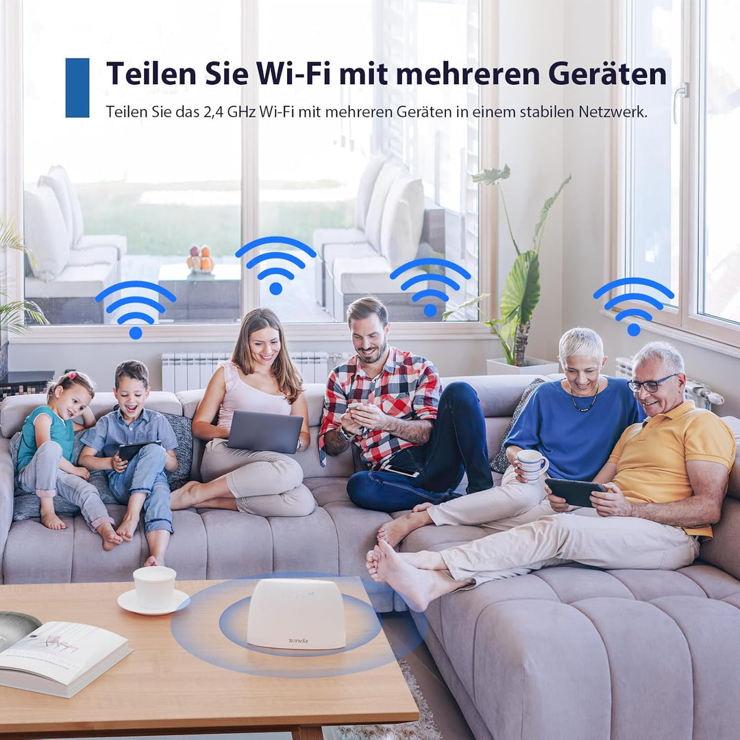 Tenda 4G03 4G LTE Router, WLAN Router für SIM-Karten (CAT4, 150Mbit/s im Download, 300Mbit/s 2,4GHz)