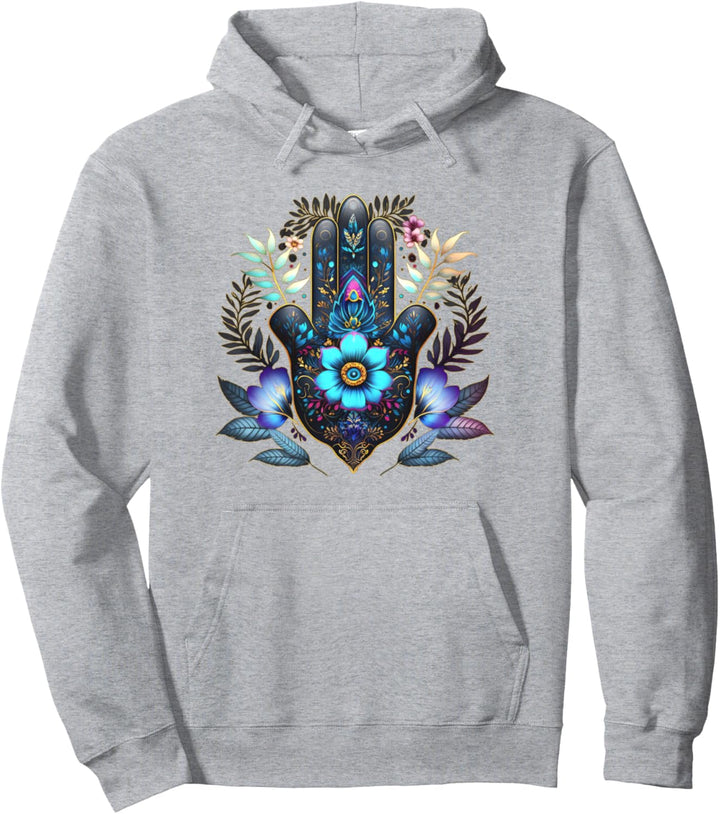 Hamsa, Hand, blau, Nazar Boncuk, Augenanhänger, Schutz, Glück Pullover Hoodie