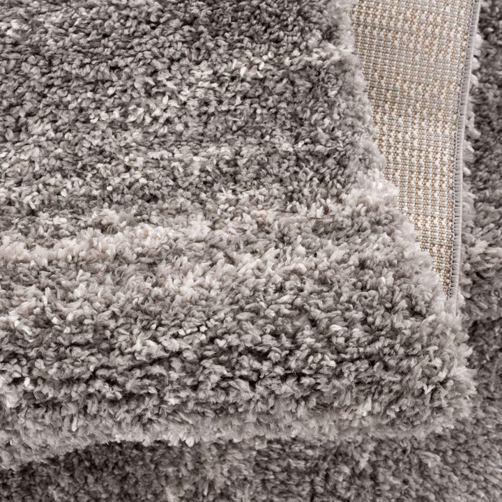 Teppich Hochflor Wohnzimmer - Ethno Stil Meliert 80x200 cm Grau Creme - Teppiche mit Fransen, 80/200