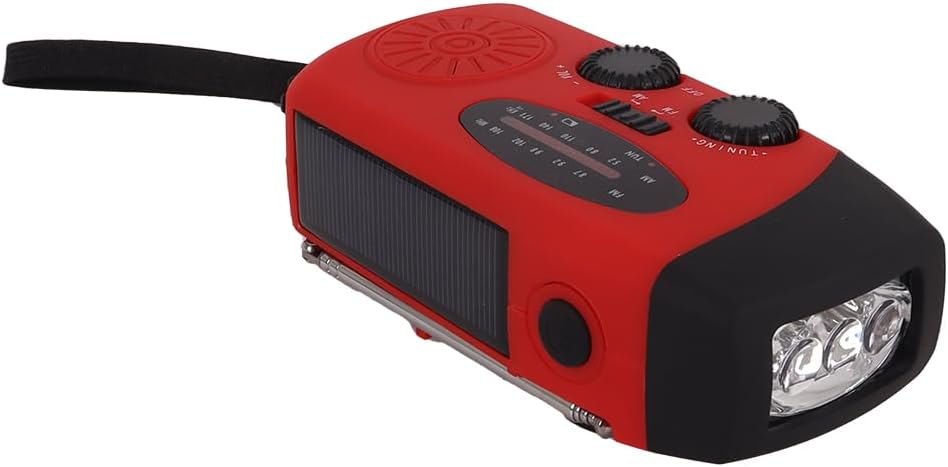 Kurbelradio mit Solarbetrieb, Handkurbel-Dynamo, Notradio mit 2000 mAh NiMH-Akku, Weltempfänger für