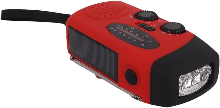 Kurbelradio mit Solarbetrieb, Handkurbel-Dynamo, Notradio mit 2000 mAh NiMH-Akku, Weltempfänger für