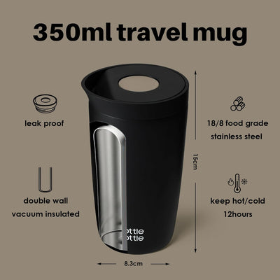 BOTTLE BOTTLE Thermobecher 350ml für Kaffee oder Tee, auslaufsicher und Easy Quick-Press-Verschluss,