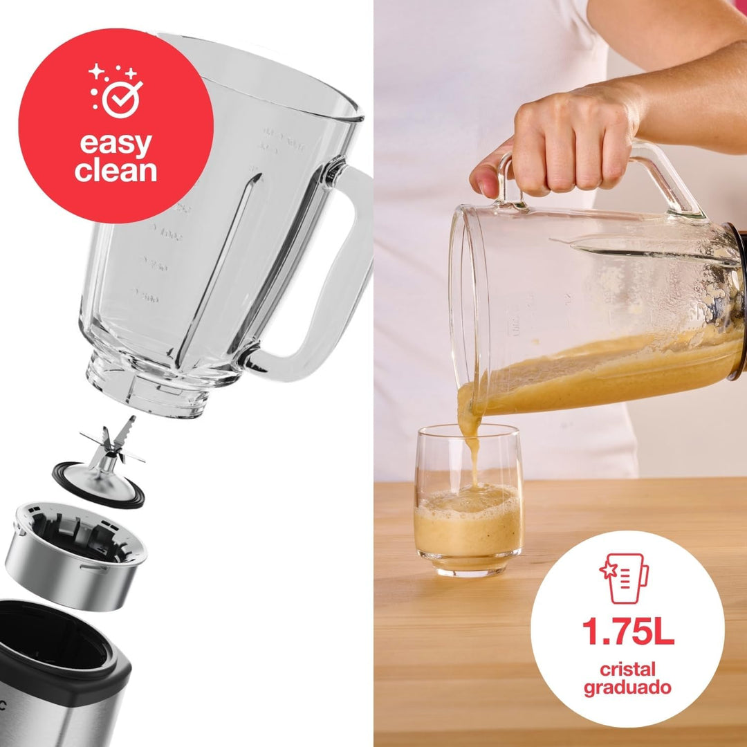 Solac BV5728 Die Schöne und das Biest 1500 - Glasmixer, 1500W, 6 Edelstahlklingen, 2 Geschwindigkeit