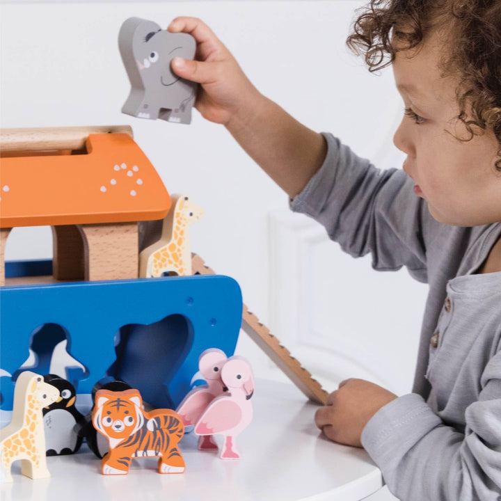 Le Toy Van – Steckspiel „Arche Noah“ | Pädagogisches Sensorikspiel für Babys mit Arche und bunten Ba