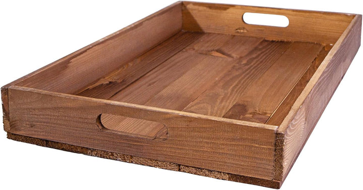 Serviertablett aus Holz 60x40x8cm Holztablett Frühstückstablett Dekotablett Tragetablett Präsentiert