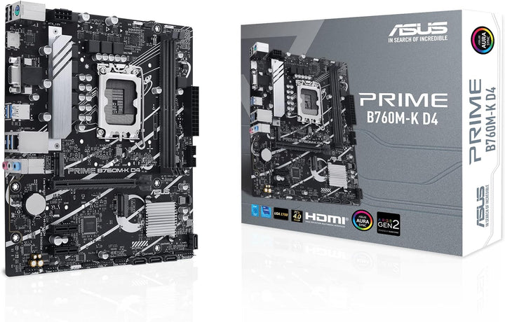 ASUS PRIME B760M-K D4 Gaming Mainboard Sockel Intel LGA 1700 (Intel B760, mATX, DDR4 Speicher, 2x PC